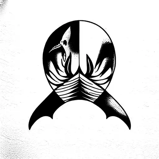 shark jaw skull with boat in center  tattoo design idea