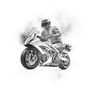 a left shoulder tatoo of a sport motorbike  tattoo design idea