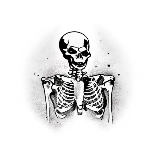 skeleton outlaw with revolver and cigarette  tattoo design idea