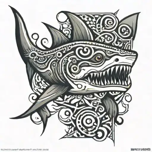 tribal shark tattoo design idea