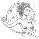 simple girl alien peace sign bursting out of galaxy filled with stars tattoo design idea