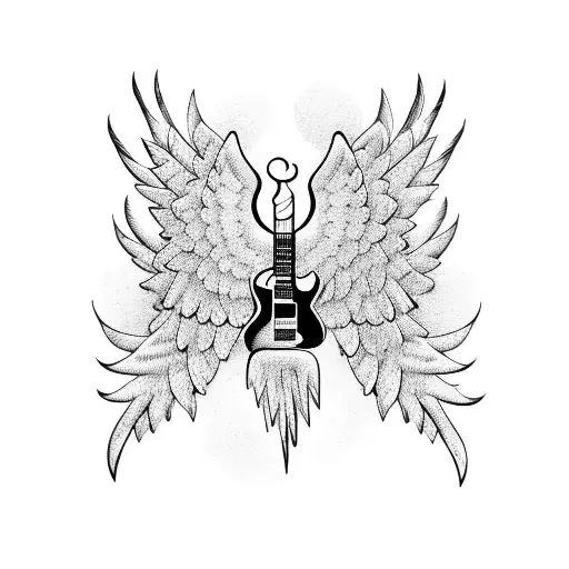 Guitar with wings tattoo design idea
