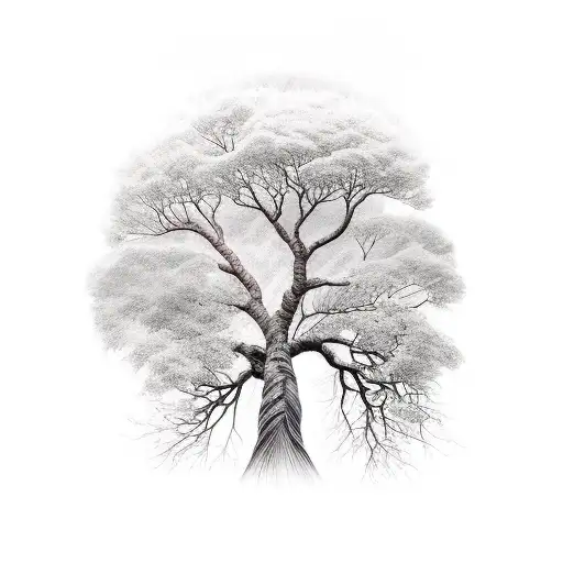 Tree roots and bark tattoo design idea