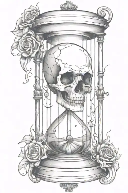 Emo inspired hourglass with skull tattoo design idea