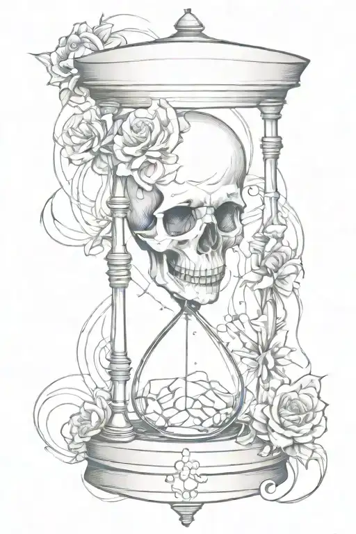 Emo inspired hourglass with skull tattoo design idea