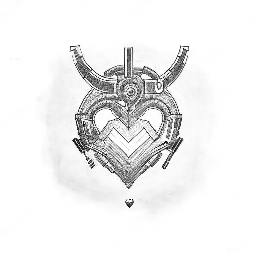 cyber heart tattoo design idea