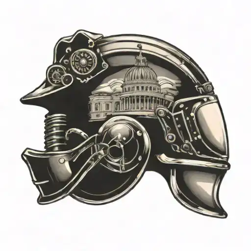 Race car helmet and capitol building tattoo design idea
