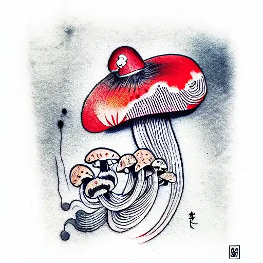 mushroom clown tattoo design idea
