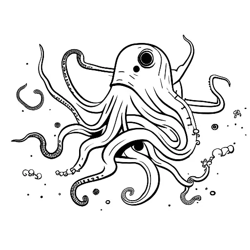 Giant squid wrapping around a scuba helmet tattoo design idea