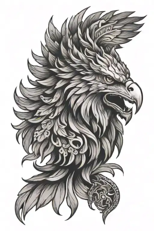 eagle lion face tattoo design idea