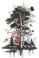 blackout Aspen tree  tattoo design idea