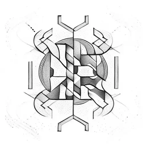 A traditional Portuguese tile pattern with a hidden hiking trail within it tattoo design idea