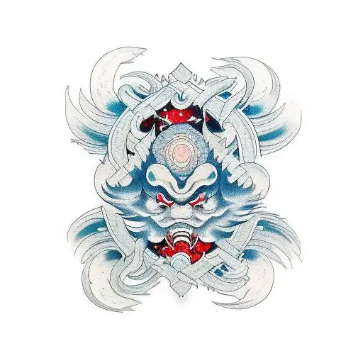 guisha with four elements tattoo design idea