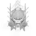 guisha with four elements tattoo design idea