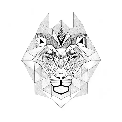 Geometric lion and tiger tattoo design idea