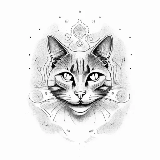 Black cat tattoo design idea