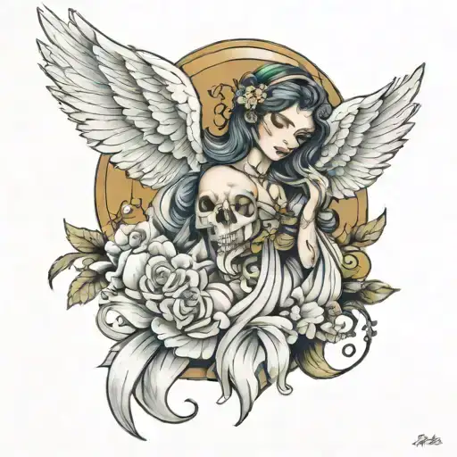 Shemale angel tattoo design idea