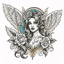 Shemale angel tattoo design idea