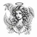 Shemale angel tattoo design idea
