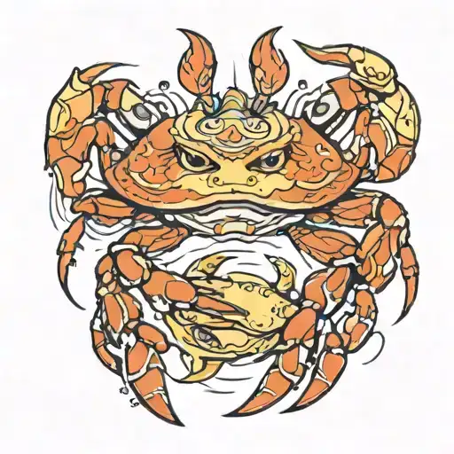 crab and golden cat intertwine  tattoo design idea