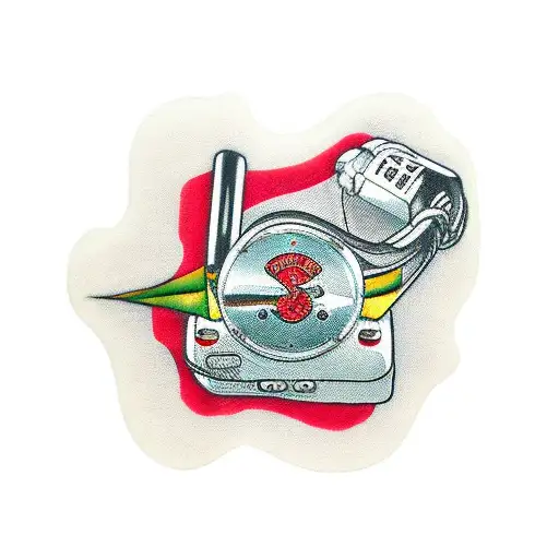 CB Radio with banner and rose tattoo design idea