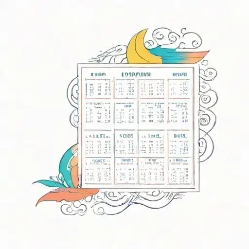 A sketch style tattoo of a 1996 calendar with LGBT pride colors tattoo design idea