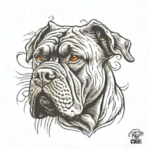 cane corso French mastiff dog tattoo design idea