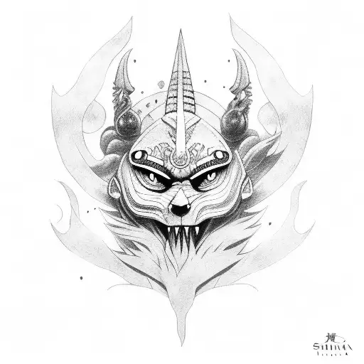 luna con simbolo real de los sayayin y la espada de trunks tattoo design idea