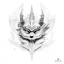 luna con simbolo real de los sayayin y la espada de trunks tattoo design idea