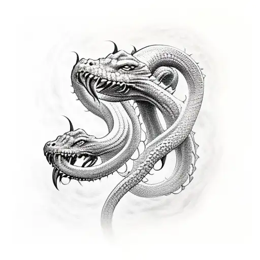 Five headed hydra tattoo design idea
