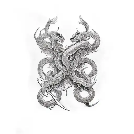 Posiden fighting a hydra tattoo design idea