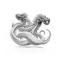 Five headed hydra tattoo design idea