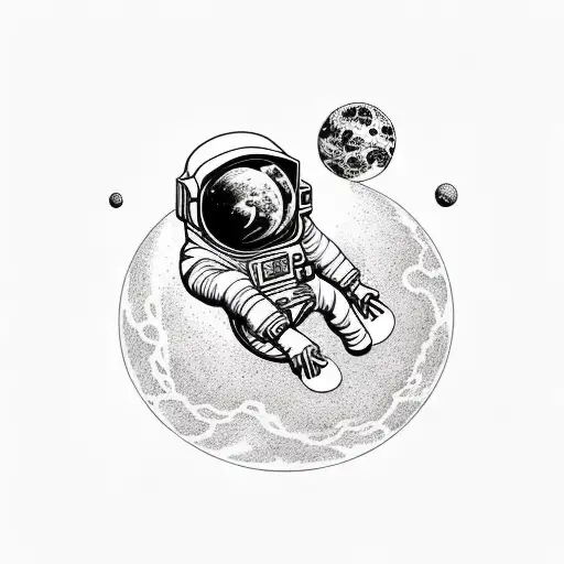 astronaut floating through time represented by space tattoo design idea