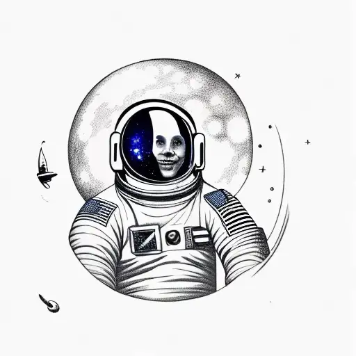 astronaut floating through time represented by space tattoo design idea
