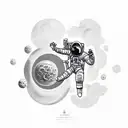 astronaut floating through time represented by space tattoo design idea