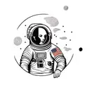 astronaut floating through time represented by space tattoo design idea