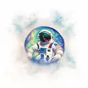 astronaut floating through time represented by space tattoo design idea