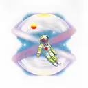 astronaut floating through time represented by space tattoo design idea