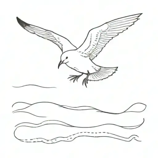 seagull flying across tattoo design idea