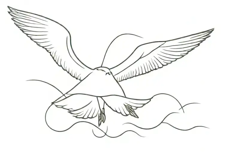 seagull flying tattoo design idea