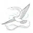 seagull flying across tattoo design idea