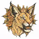 lioness crown butterfly tattoo design idea
