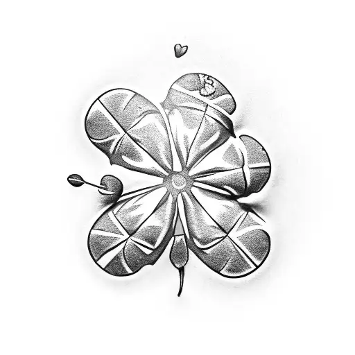 a four-leaf clover sticking out of a decaying thimble tattoo design idea