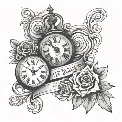 rip daddy, time stopped tattoo design idea