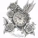 rip daddy, time stopped tattoo design idea