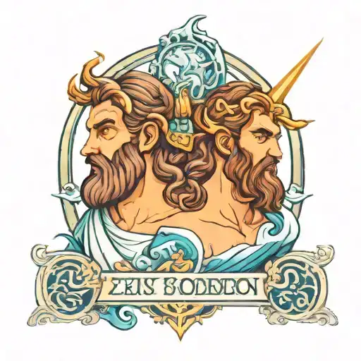 zeus y poseidon tattoo design idea