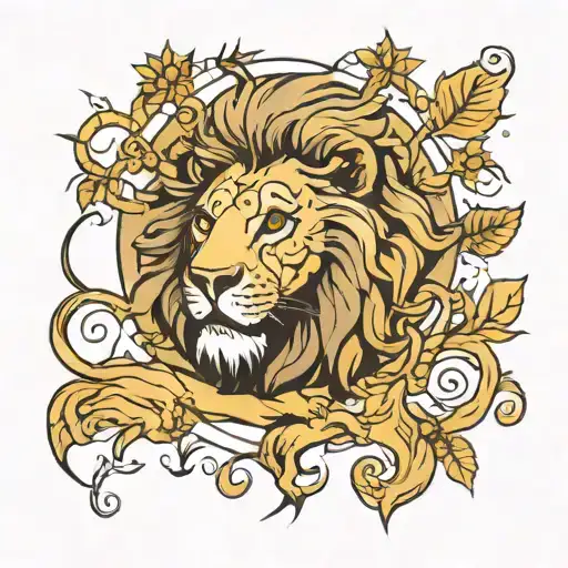 Lion and write altay family tree tattoo design idea