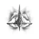 ship on fire tattoo design idea