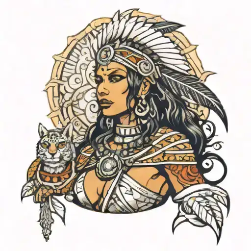 Puerto-rican indigenous warrior princess tattoo design idea