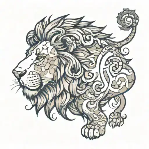 autism puzzle lion tattoo design idea